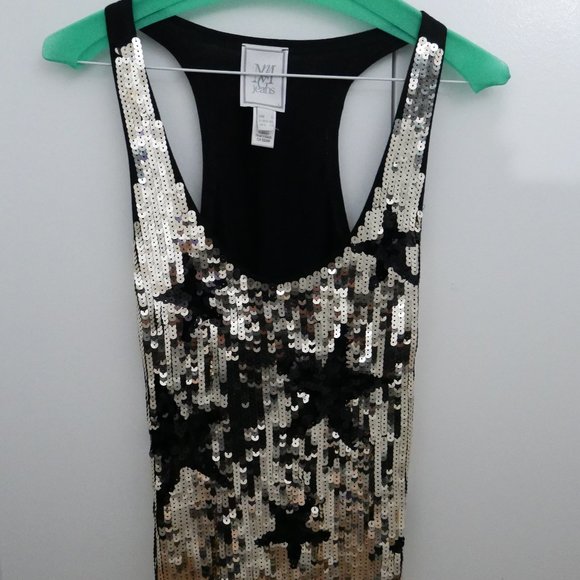 Mango Gold Sequins Tank Party Top - Like New - Picture 1 of 4